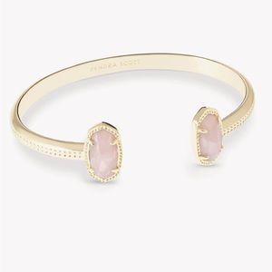 Kendra Scott Elton Gold Cuff Bracelet in Rose Quartz